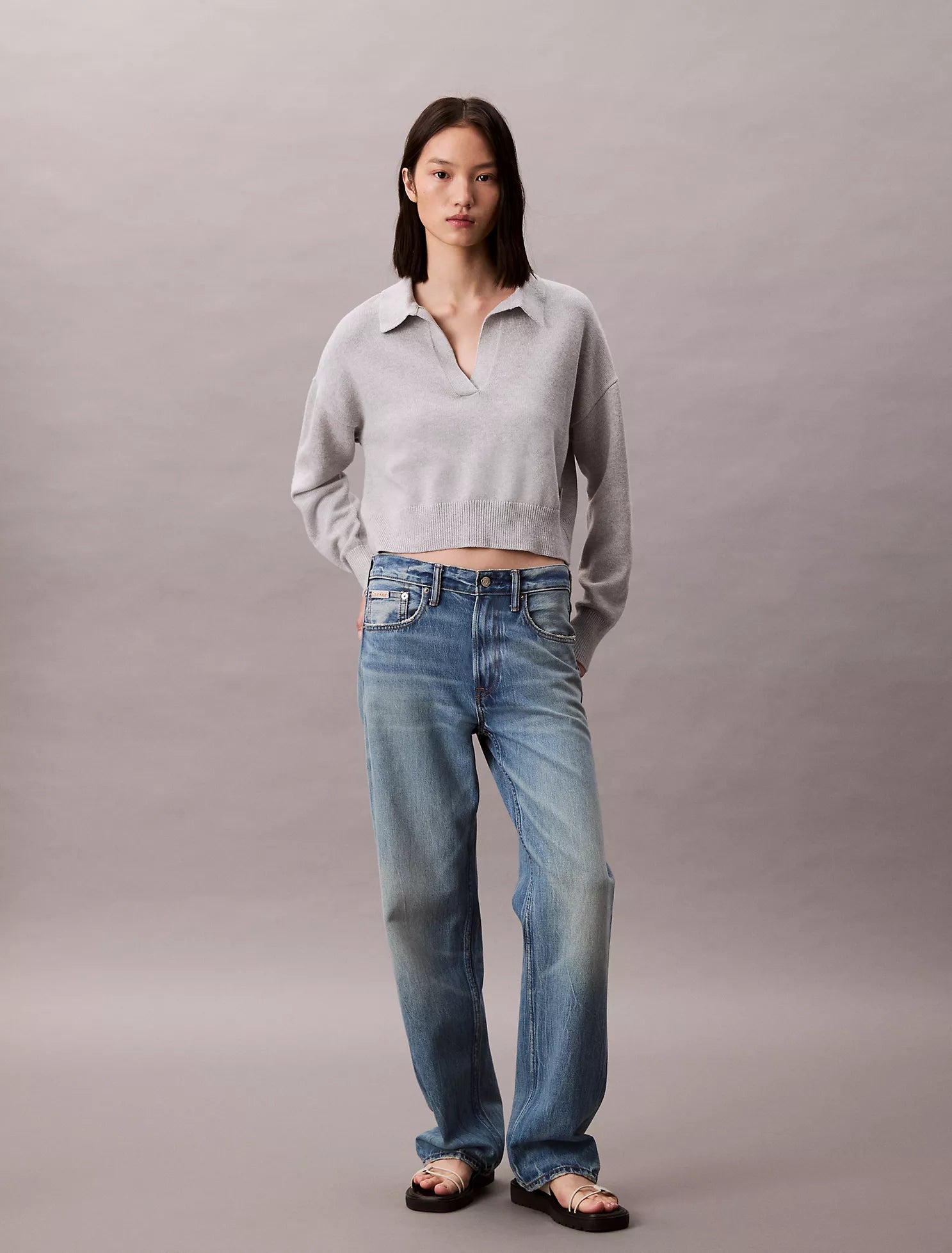 Smooth Cotton Polo Sweater