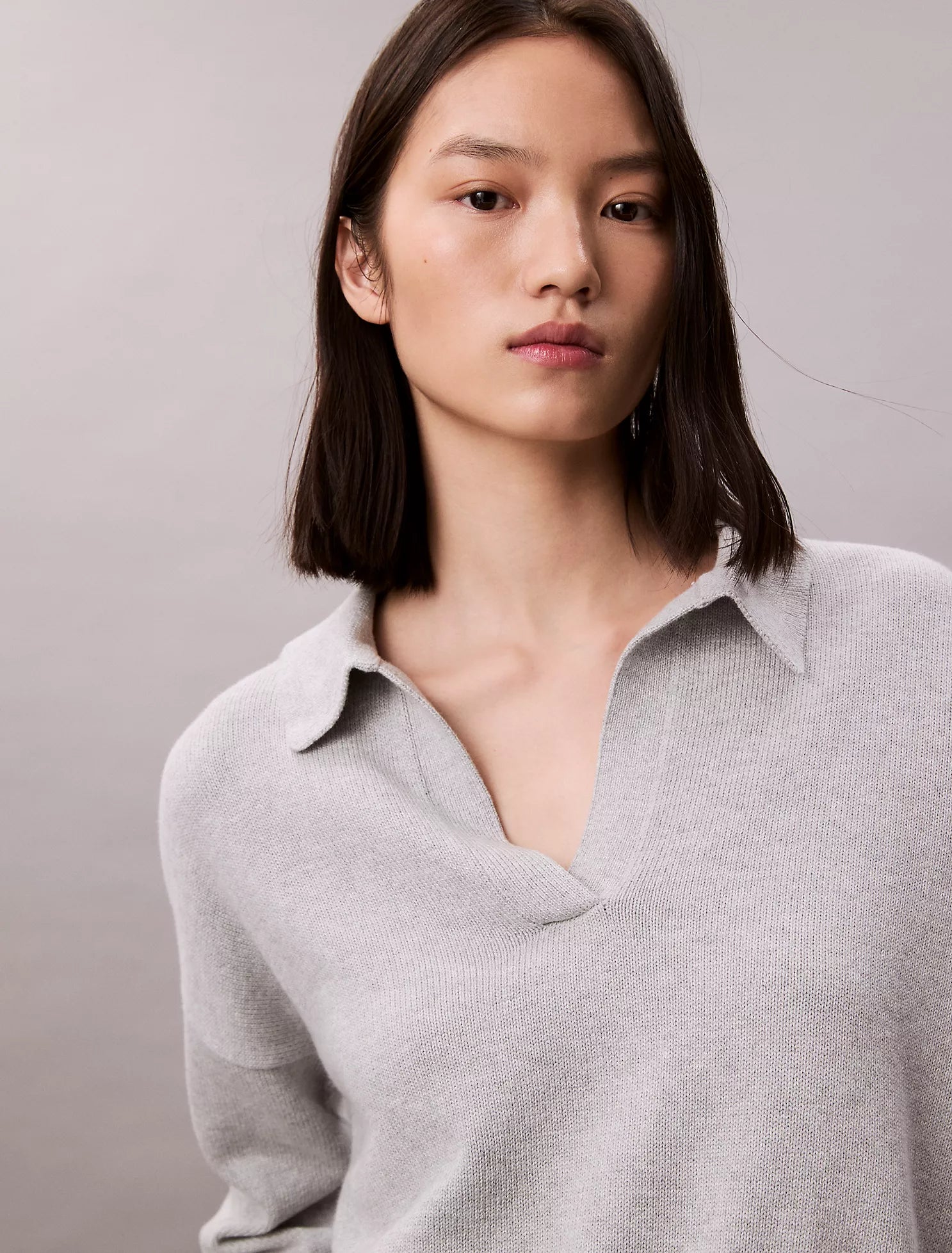 Smooth Cotton Polo Sweater