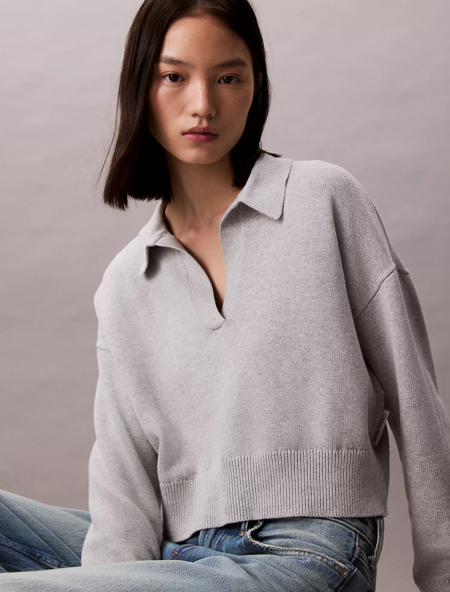 Smooth Cotton Polo Sweater
