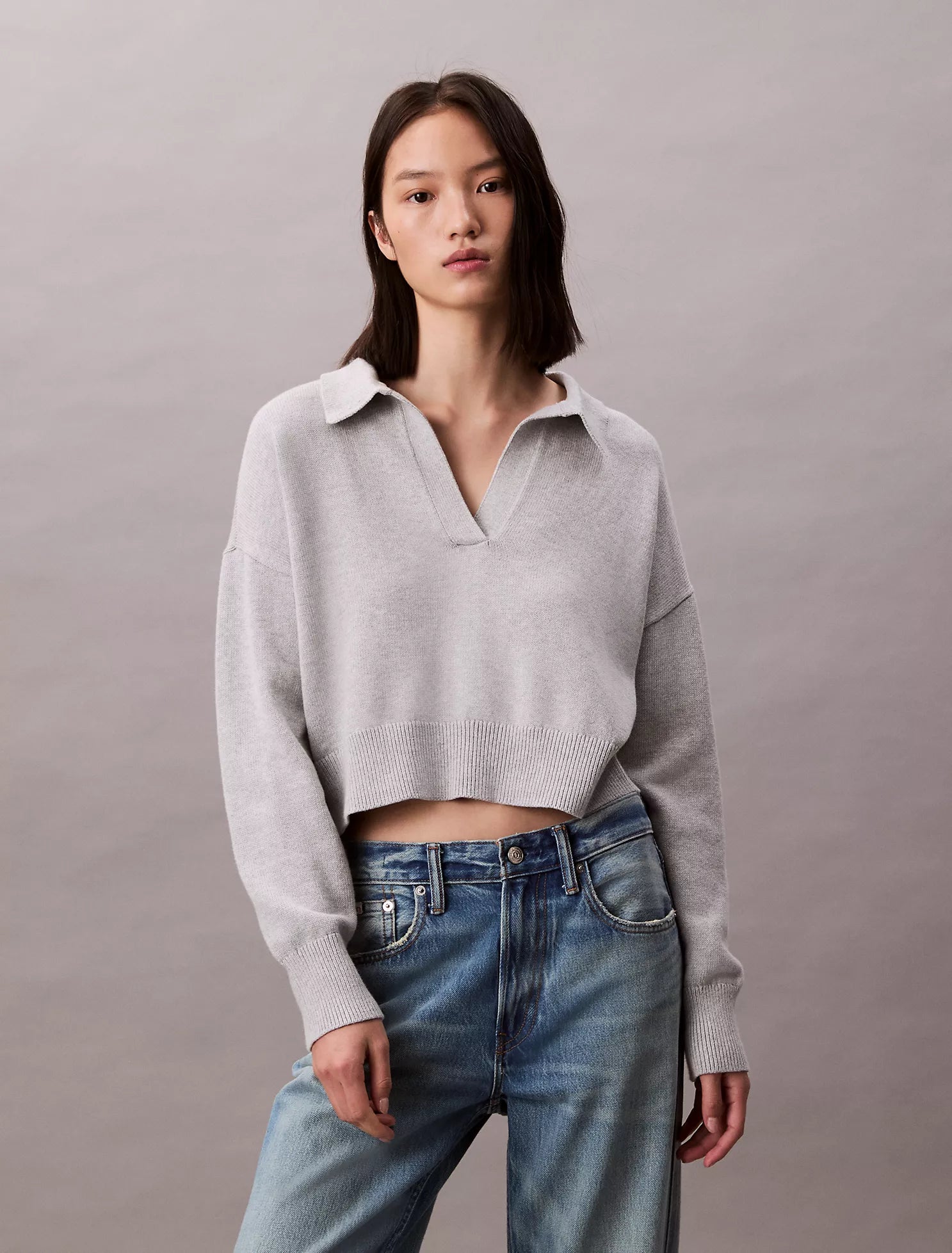 Smooth Cotton Polo Sweater