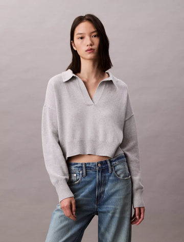 Smooth Cotton Polo Sweater
