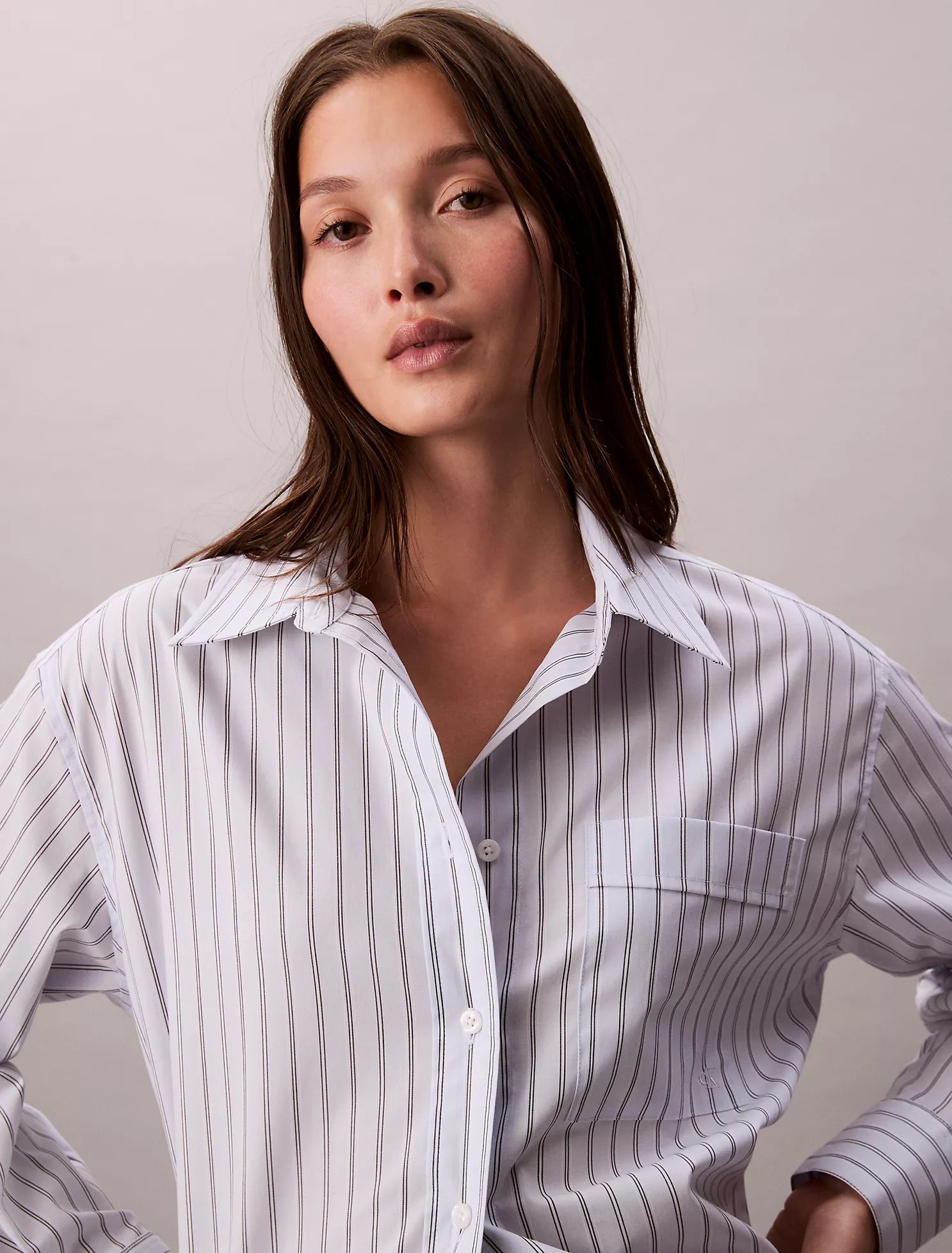 Poplin Striped Relaxed Button-Down Shirt