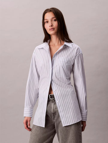 Poplin Striped Relaxed Button-Down Shirt