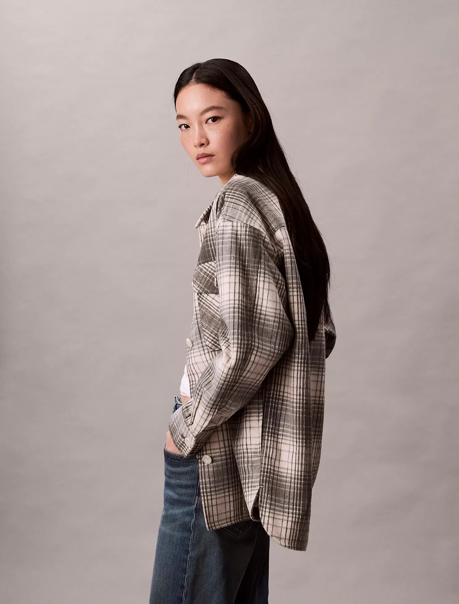 Flannel Plaid Button-Down Shirt