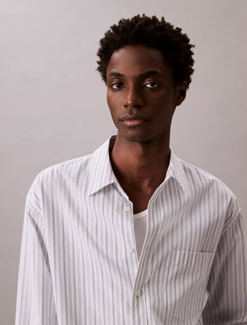 Stripe Cotton Poplin Button-Down Shirt