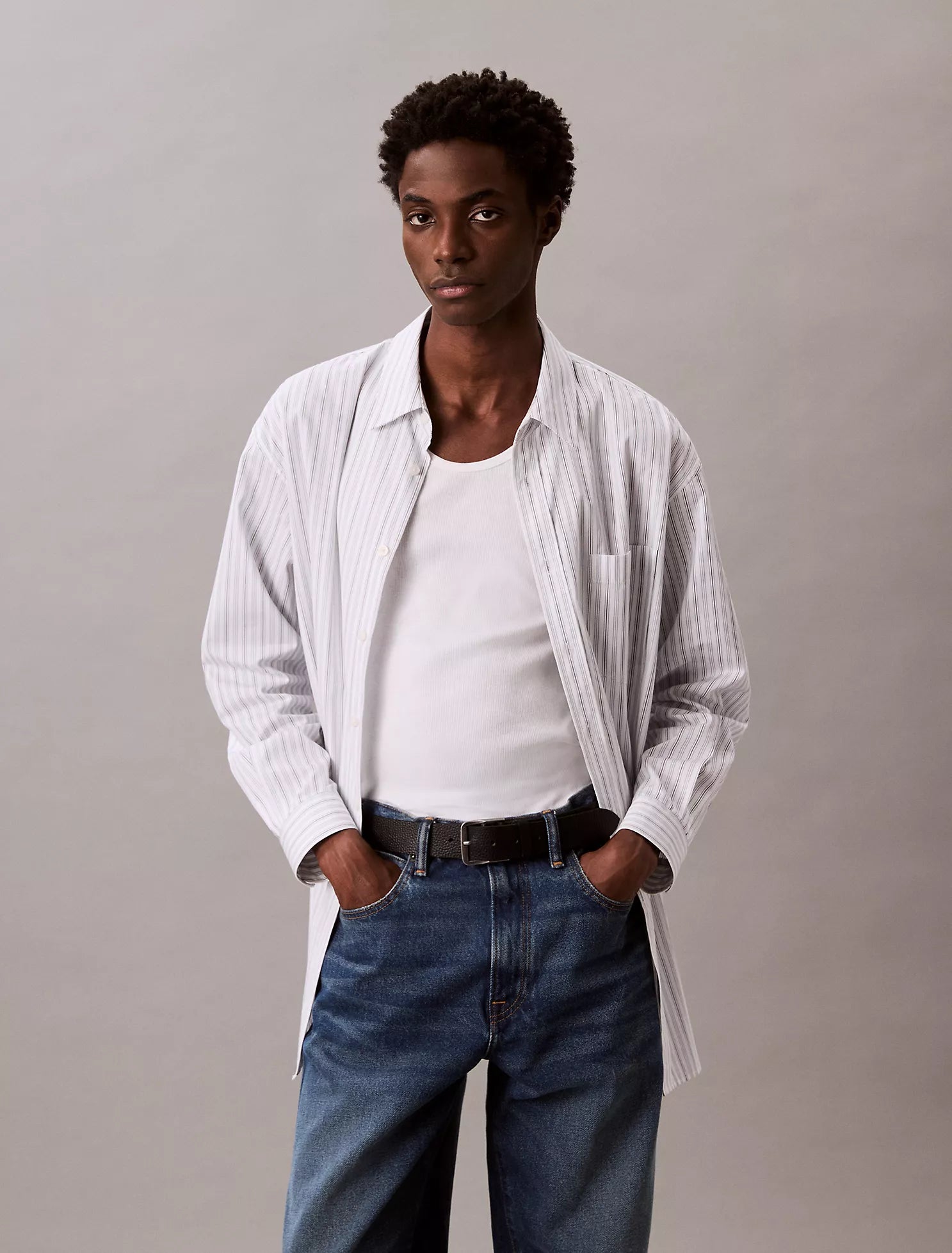Stripe Cotton Poplin Button-Down Shirt