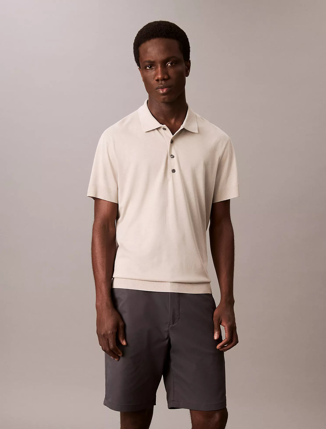 Fine Knit Lyocell Blend Polo Shirt