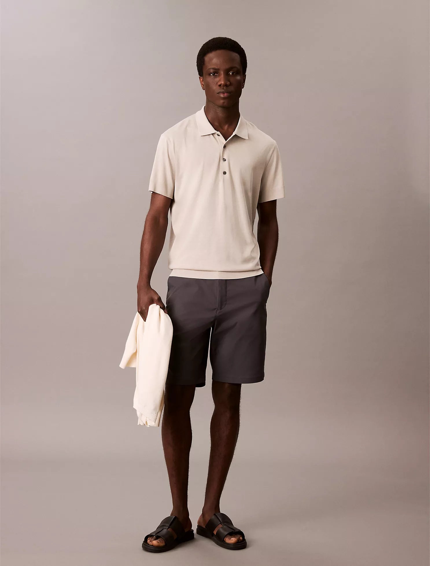 Fine Knit Lyocell Blend Polo Shirt