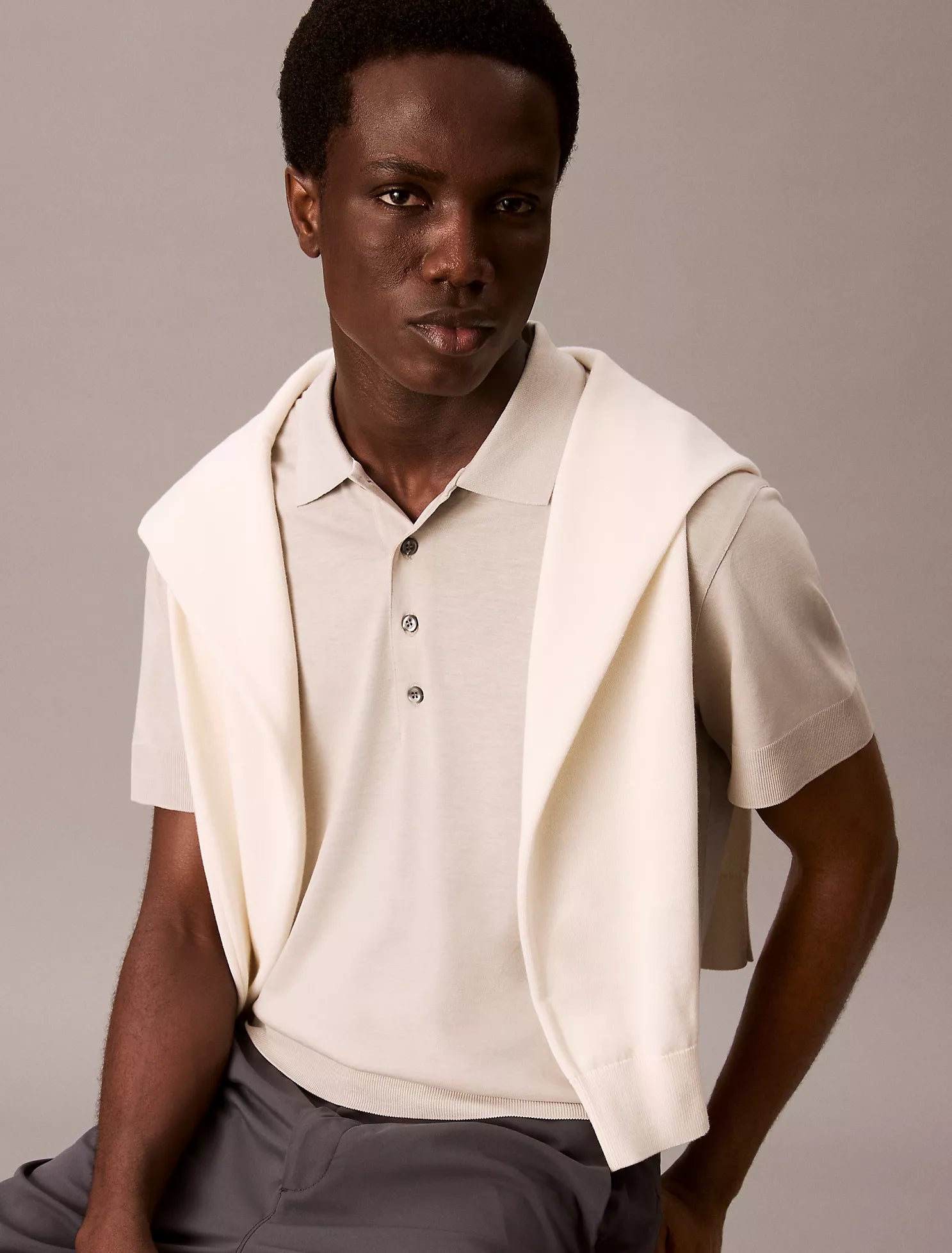 Fine Knit Lyocell Blend Polo Shirt