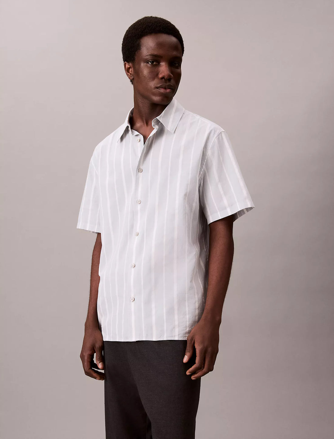 Cotton Stripe Relaxed Button-Down Shirt