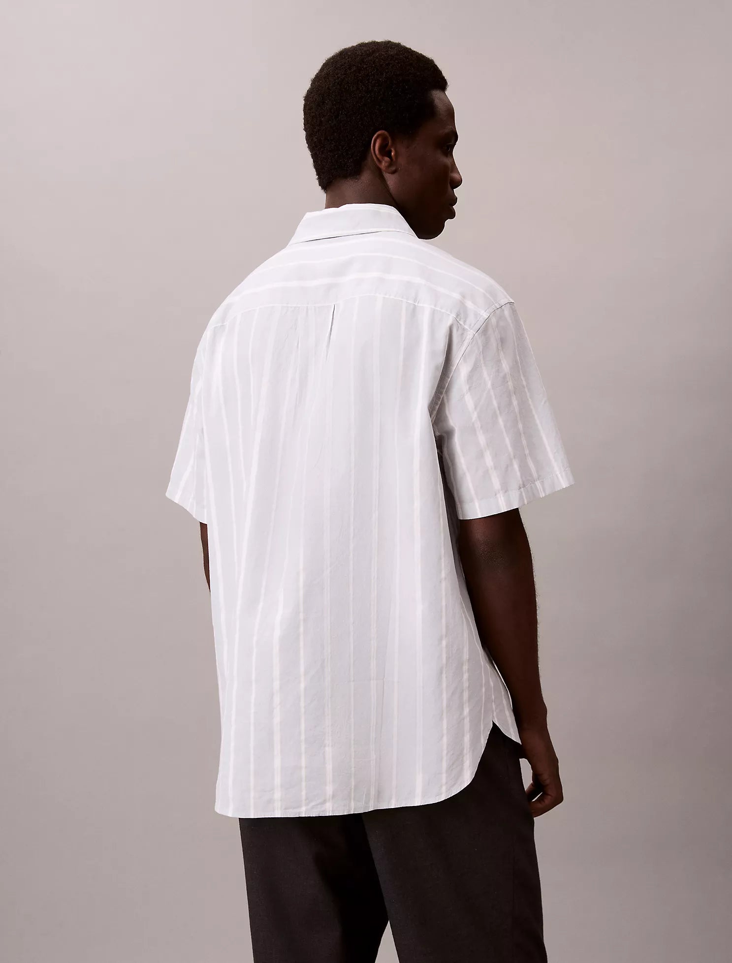 Cotton Stripe Relaxed Button-Down Shirt