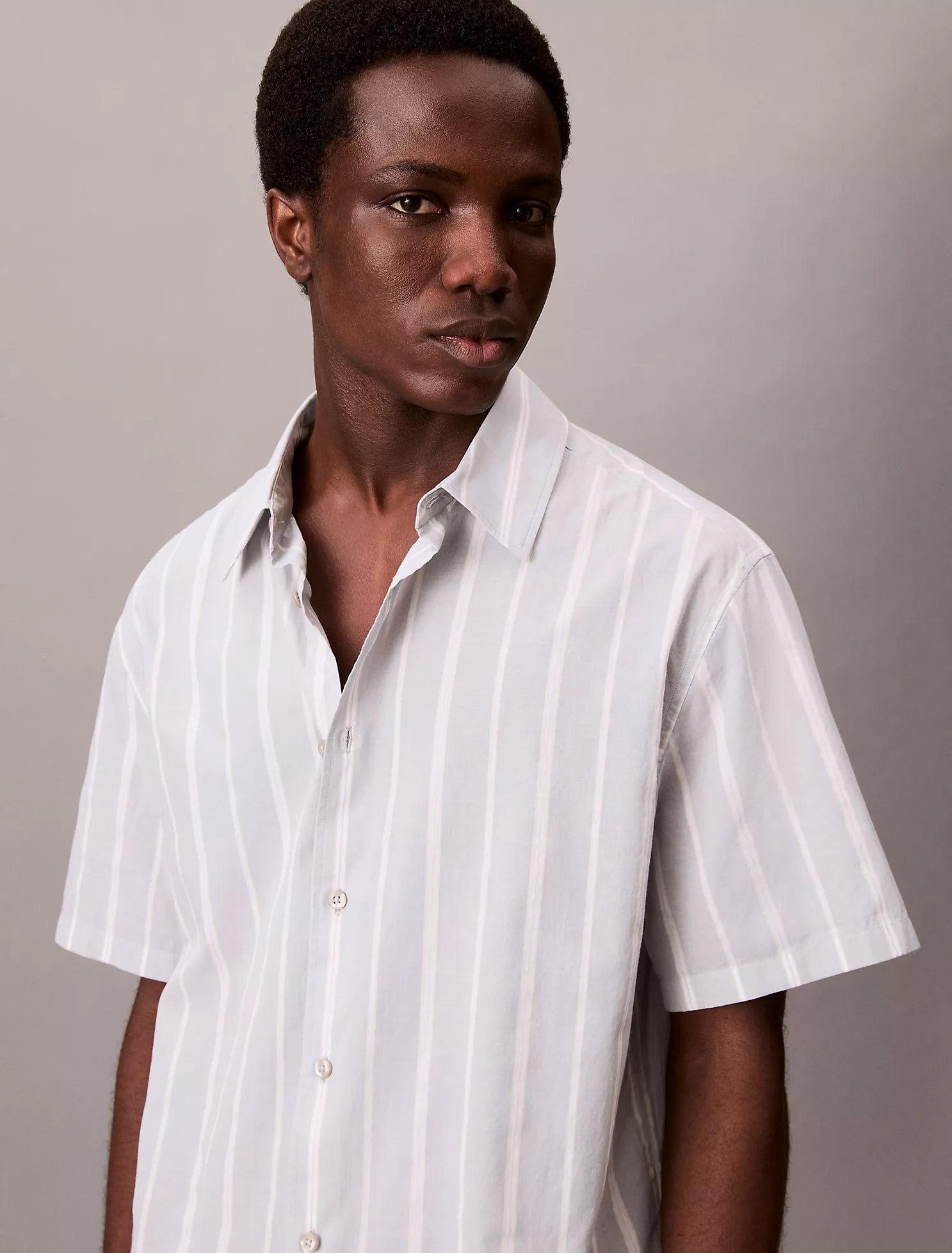 Cotton Stripe Relaxed Button-Down Shirt