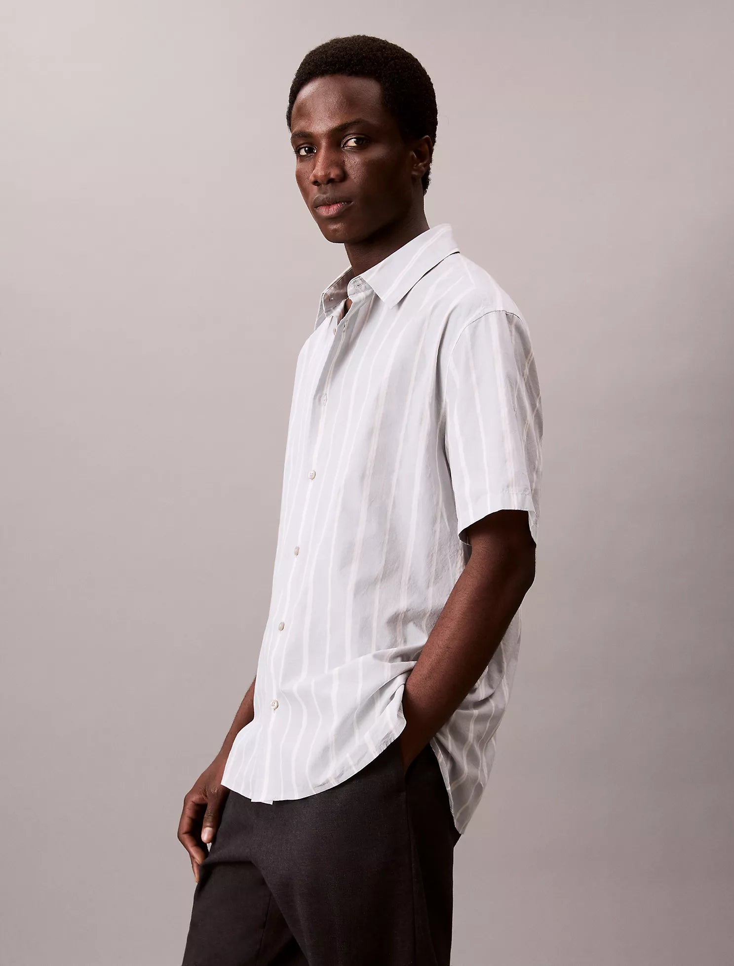 Cotton Stripe Relaxed Button-Down Shirt