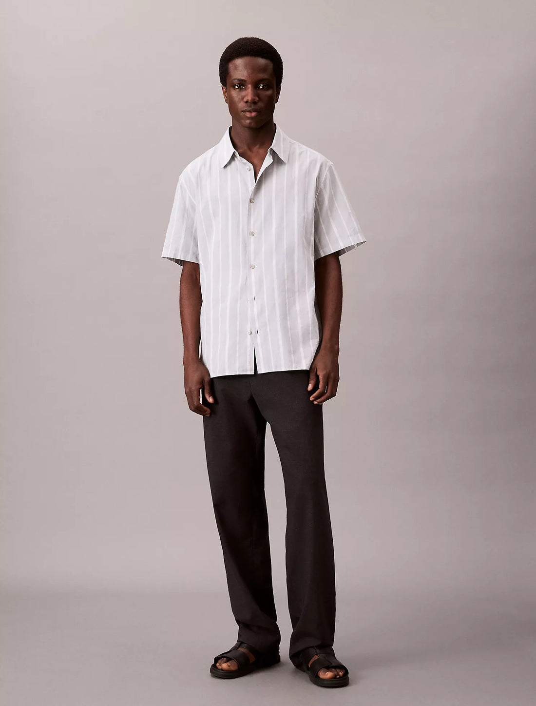 Cotton Stripe Relaxed Button-Down Shirt