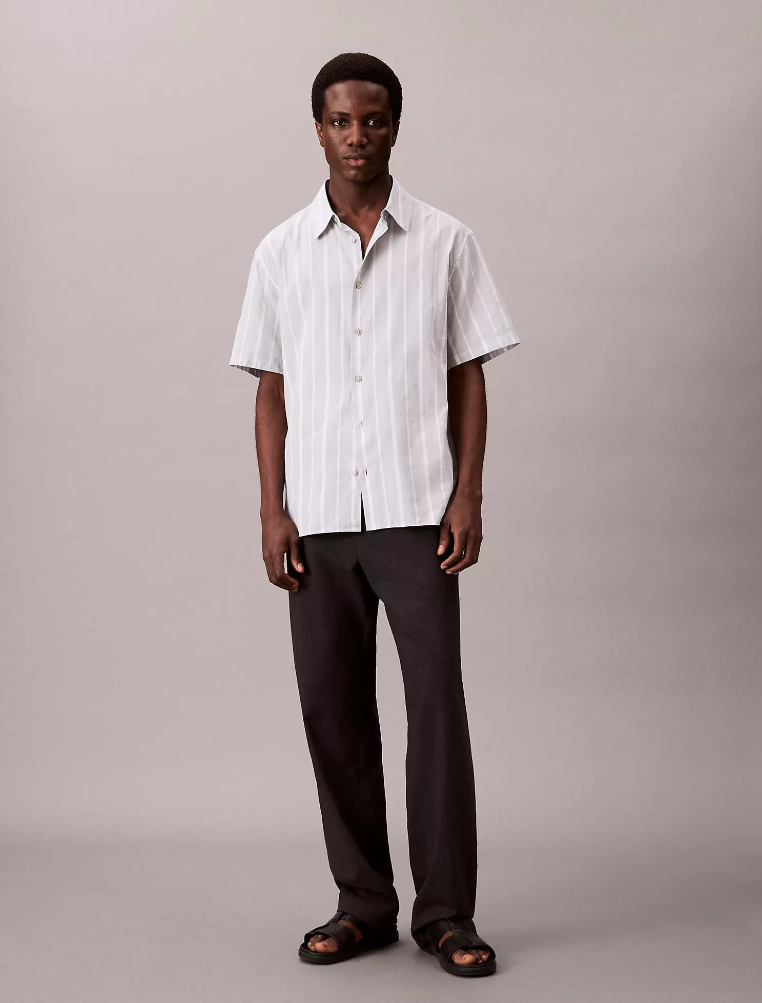 Cotton Stripe Relaxed Button-Down Shirt