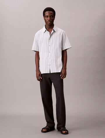 Cotton Stripe Relaxed Button-Down Shirt