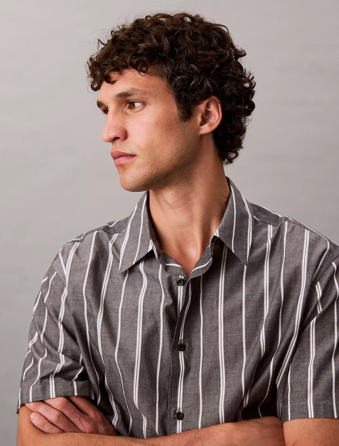 Cotton Stripe Relaxed Button-Down Shirt