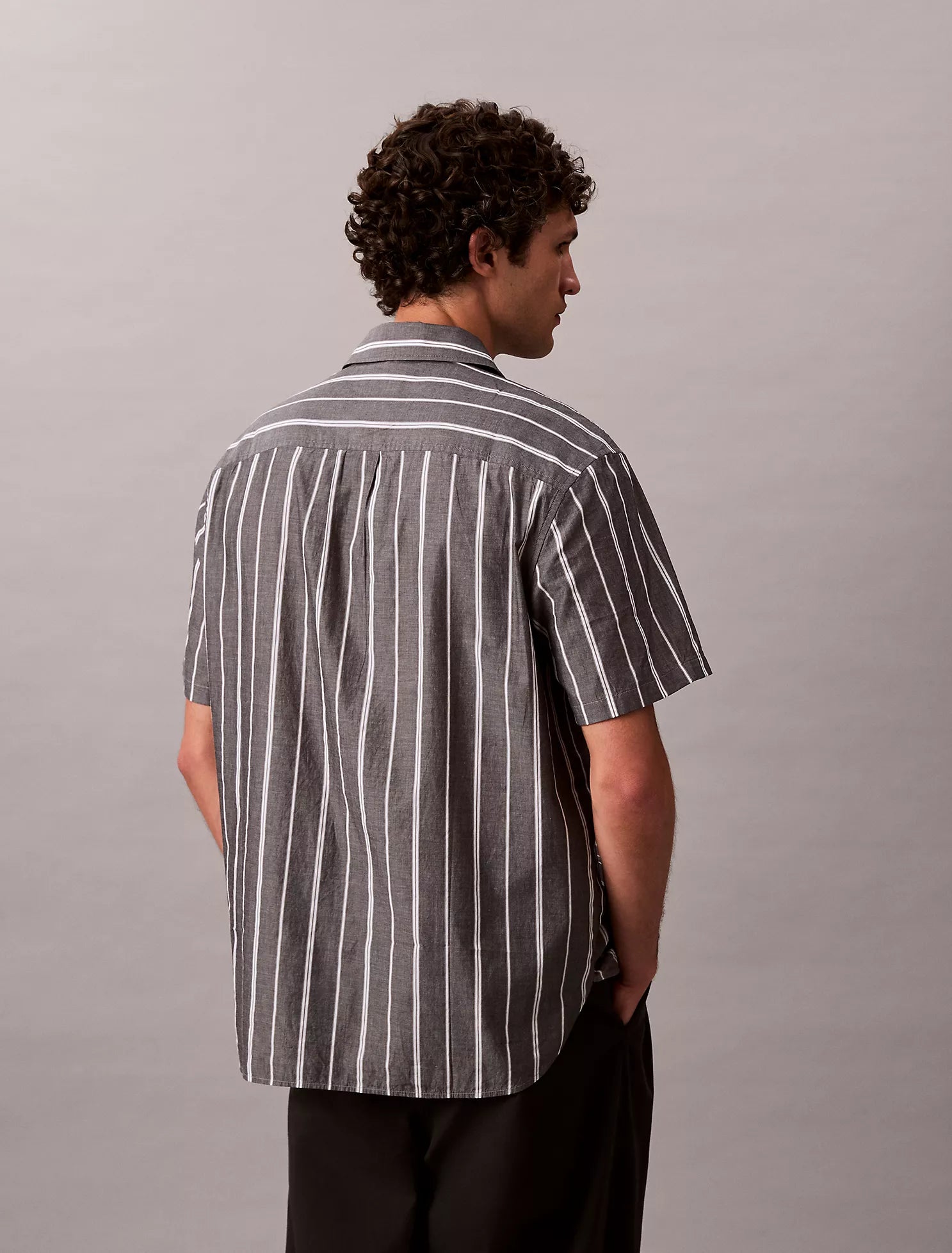 Cotton Stripe Relaxed Button-Down Shirt
