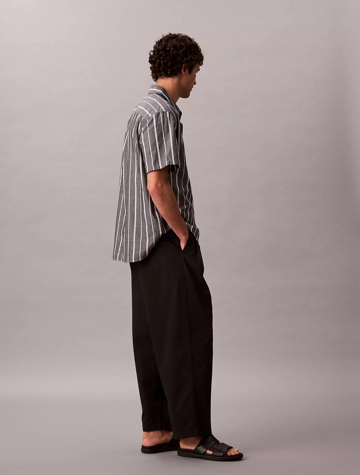 Cotton Stripe Relaxed Button-Down Shirt
