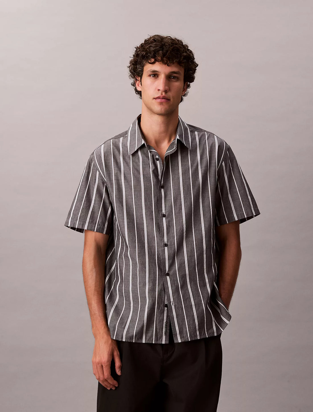 Cotton Stripe Relaxed Button-Down Shirt