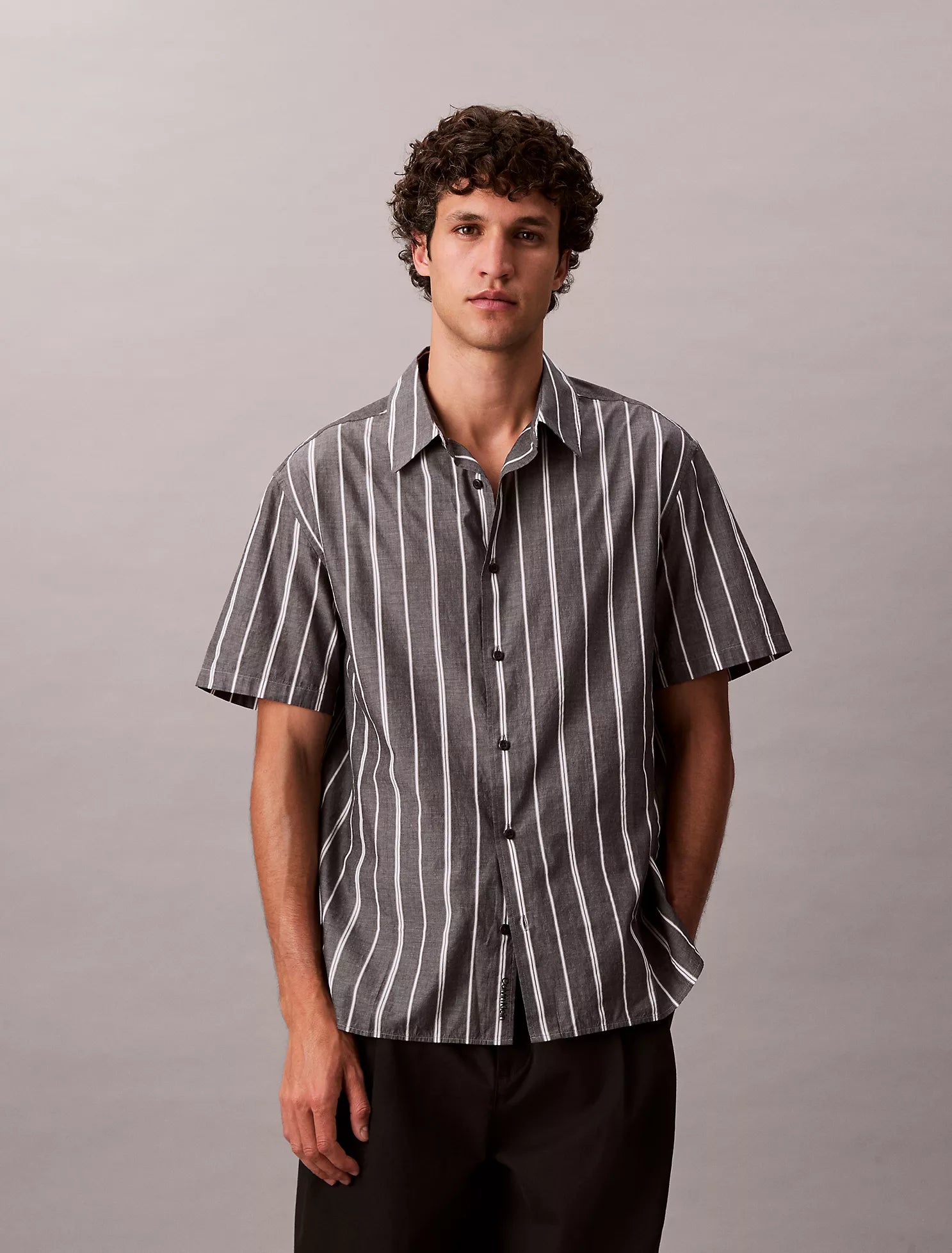 Cotton Stripe Relaxed Button-Down Shirt