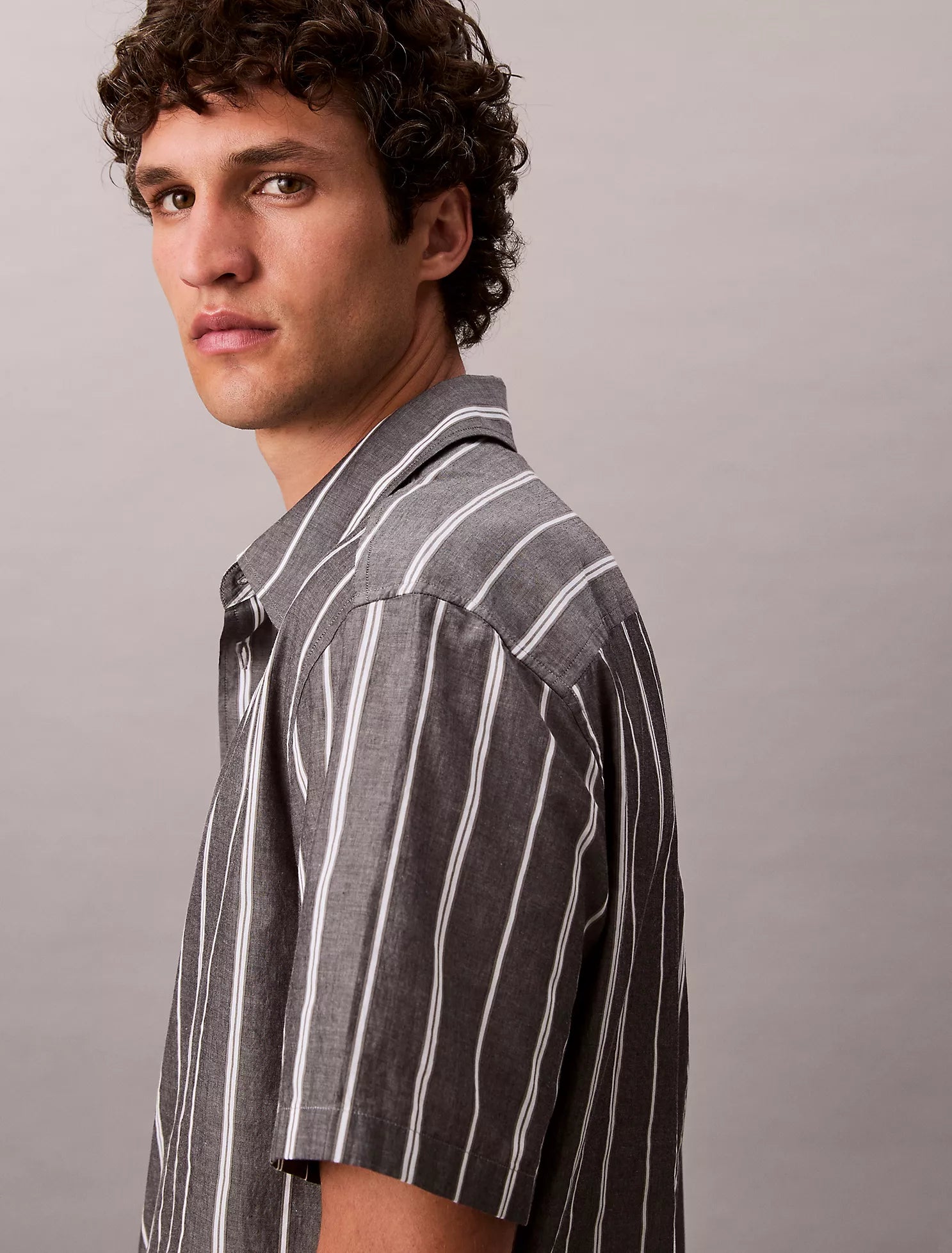Cotton Stripe Relaxed Button-Down Shirt