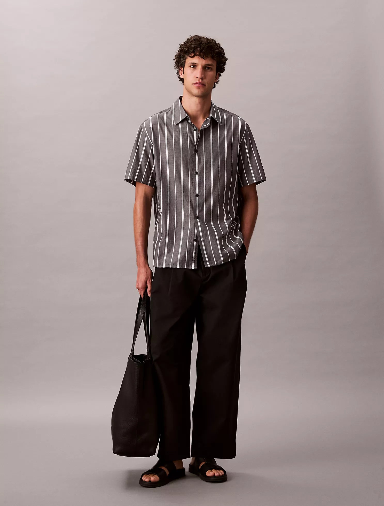Cotton Stripe Relaxed Button-Down Shirt