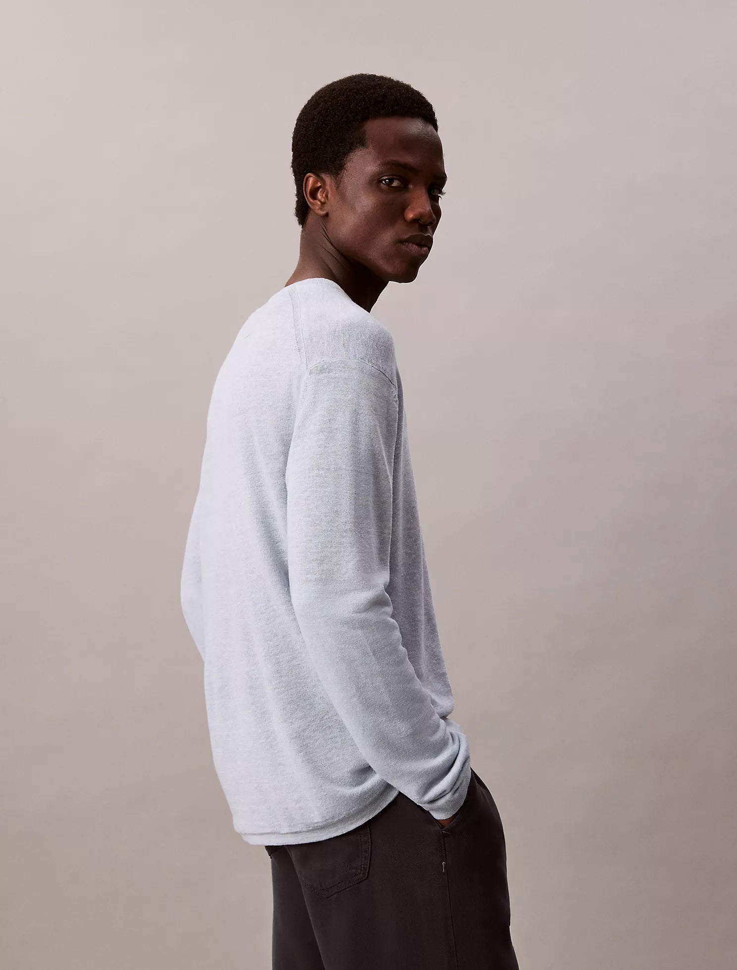 Linen Blend Double Layer Classic Sweater