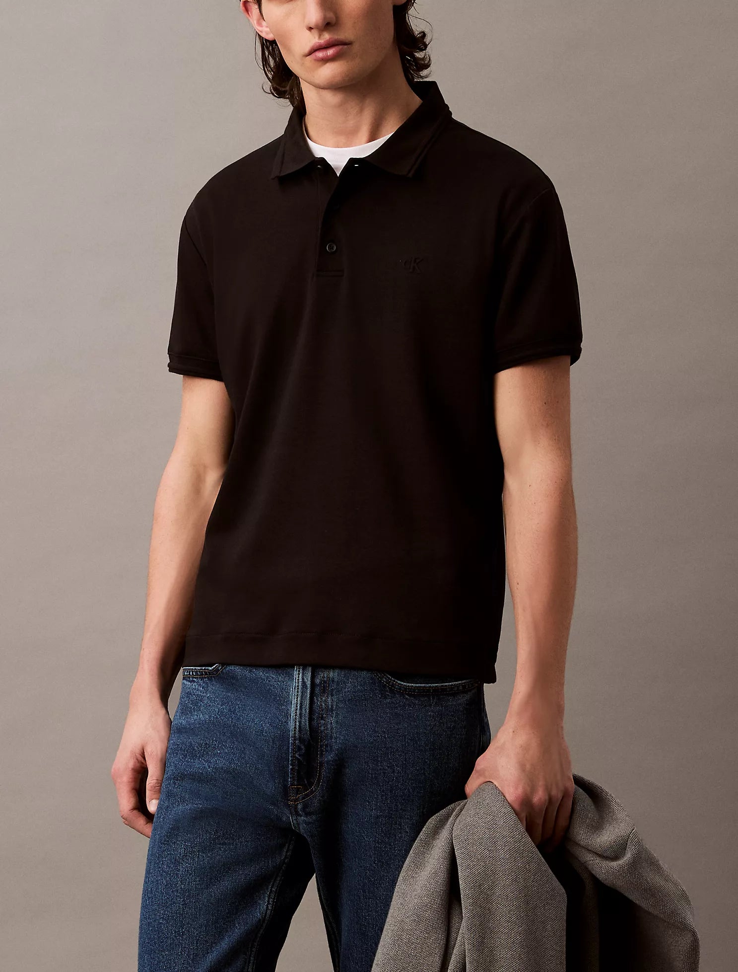 Embossed Tipped Polo Shirt
