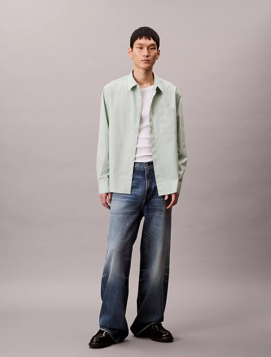 Cotton Poplin Relaxed Button-Down Shirt