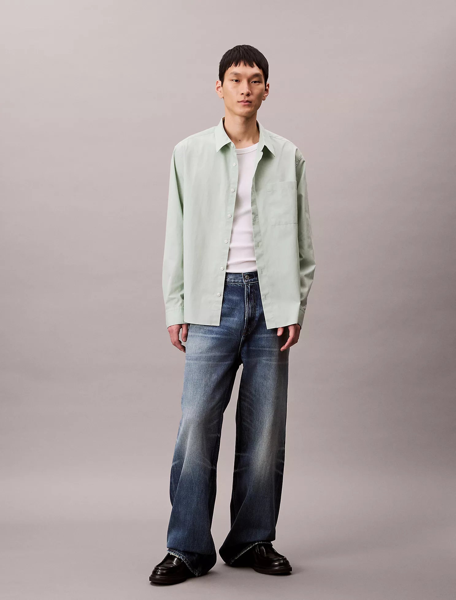 Cotton Poplin Relaxed Button-Down Shirt