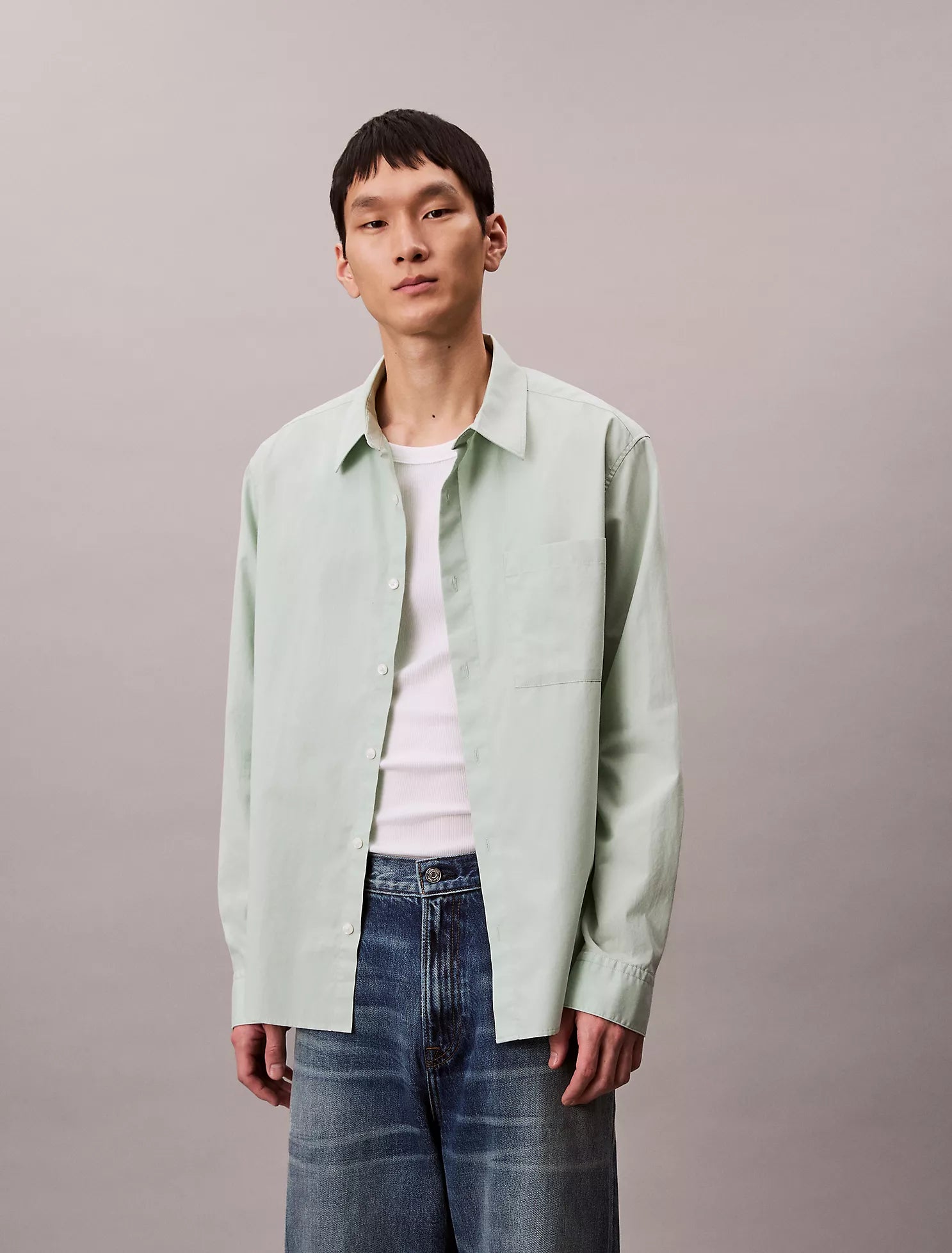 Cotton Poplin Relaxed Button-Down Shirt