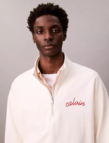 Embroidered Logo French Terry Quarter Zip Sweatshirt