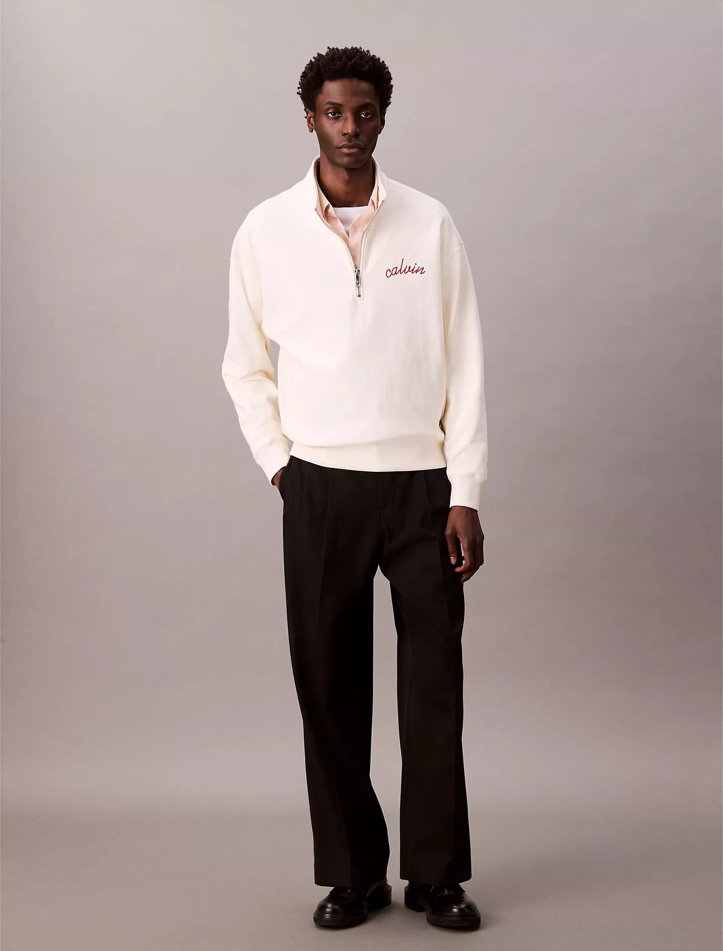 Embroidered Logo French Terry Quarter Zip Sweatshirt