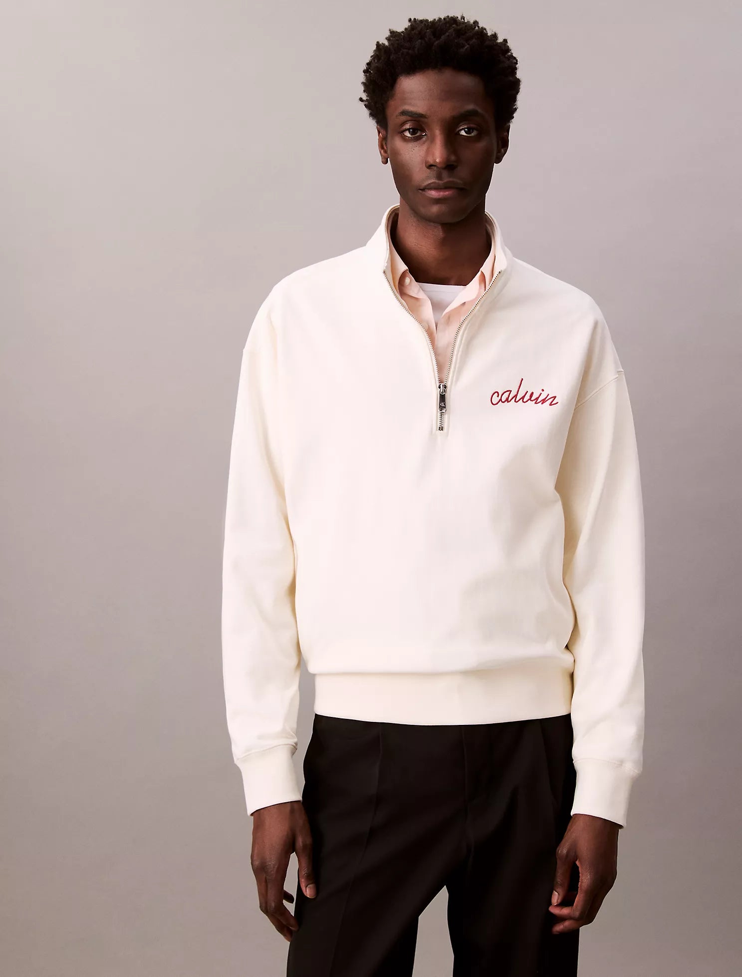 Embroidered Logo French Terry Quarter Zip Sweatshirt