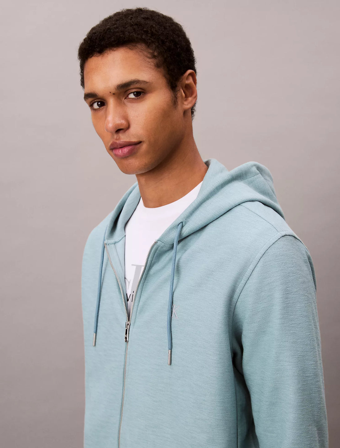 Cotton Blend Boucle Relaxed Hoodie