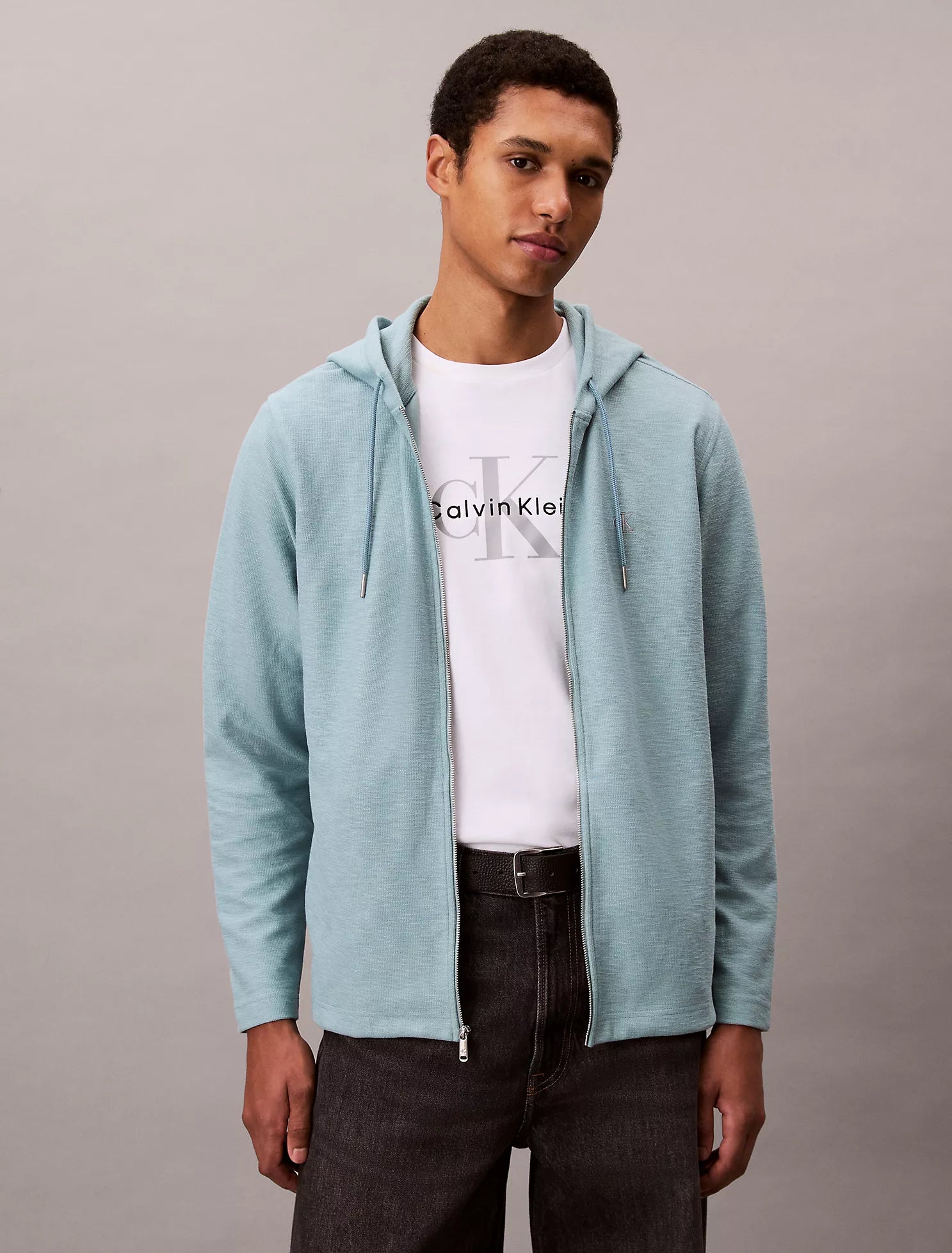 Cotton Blend Boucle Relaxed Hoodie