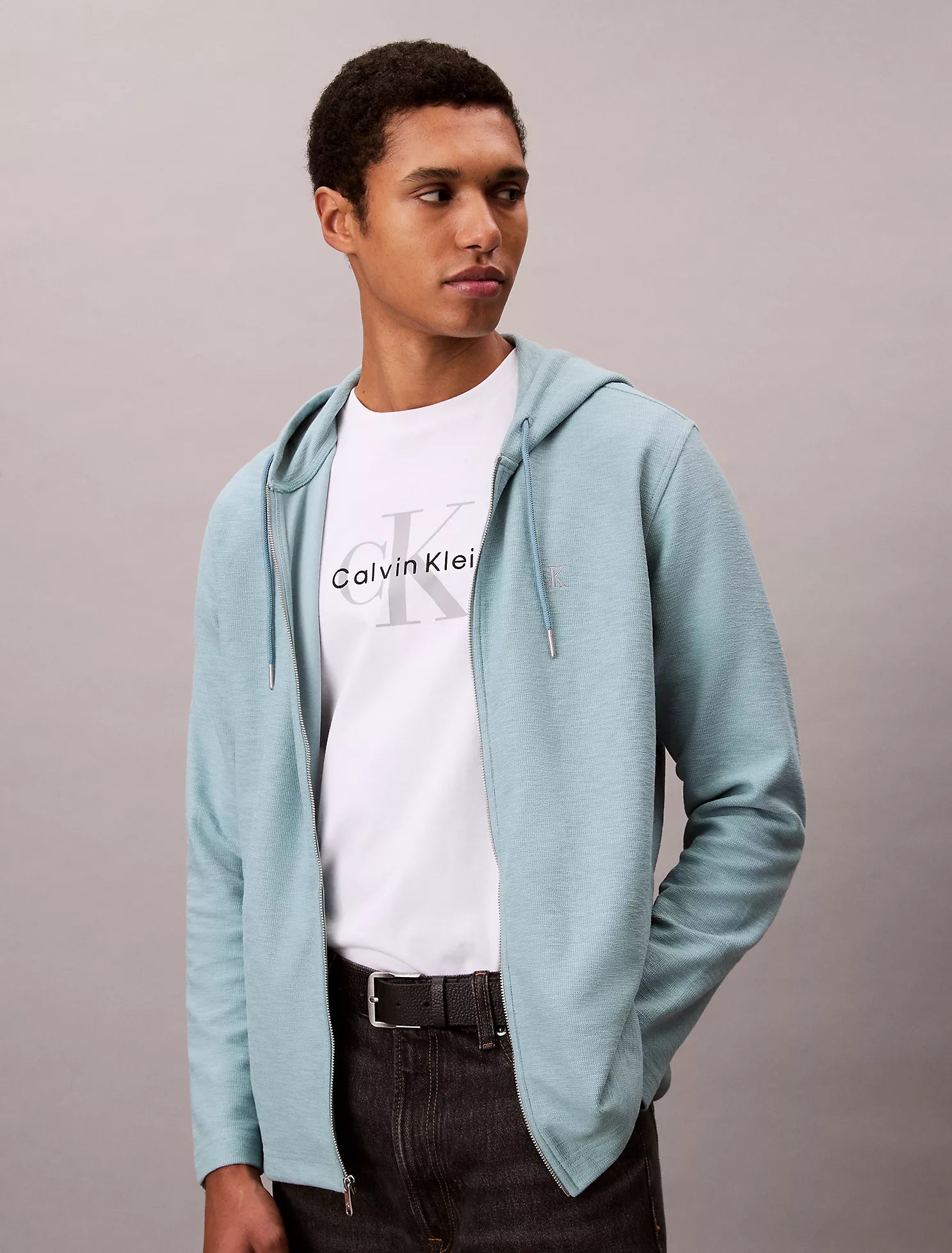 Cotton Blend Boucle Relaxed Hoodie