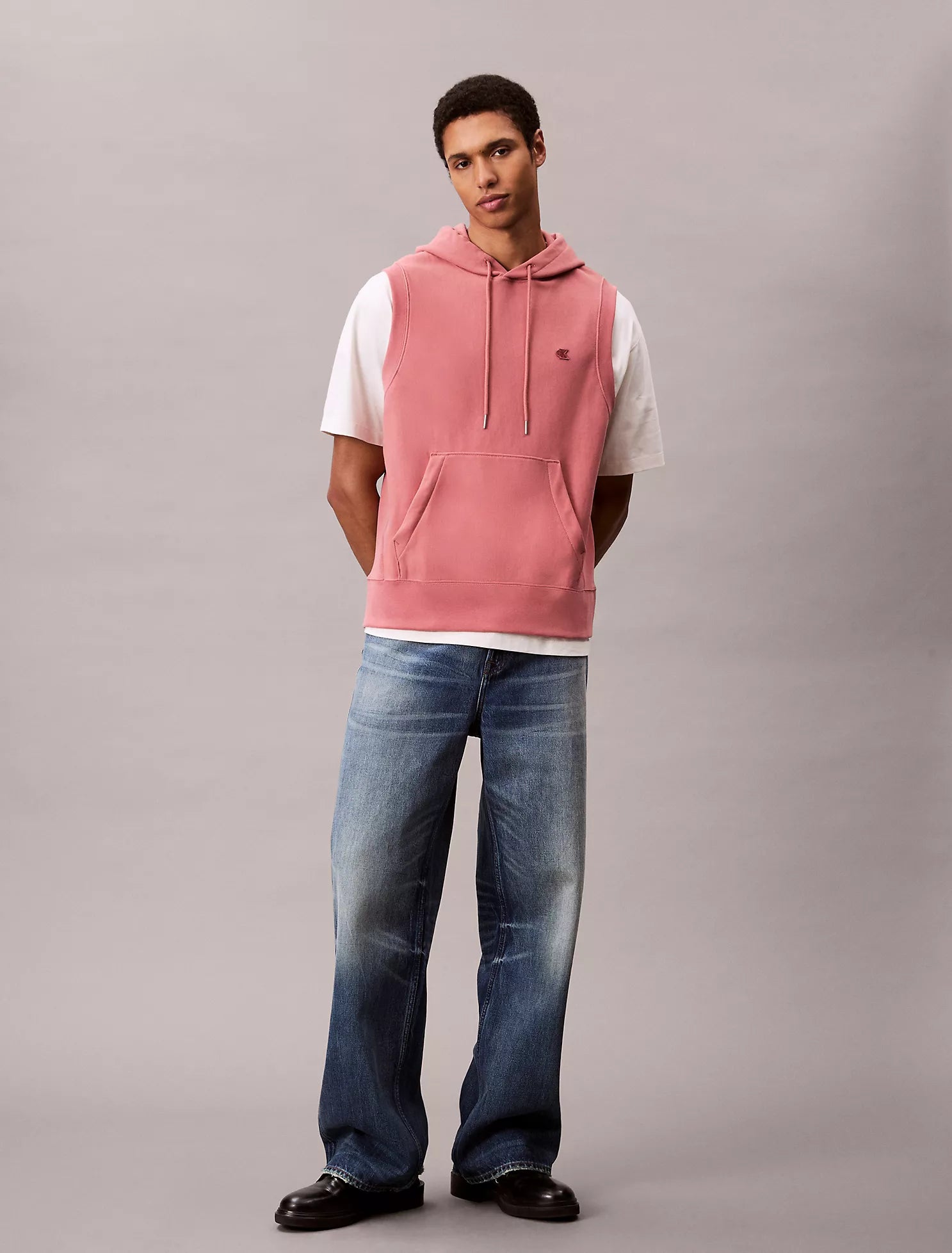 Cotton Terry Relaxed Sleeveless Hoodie
