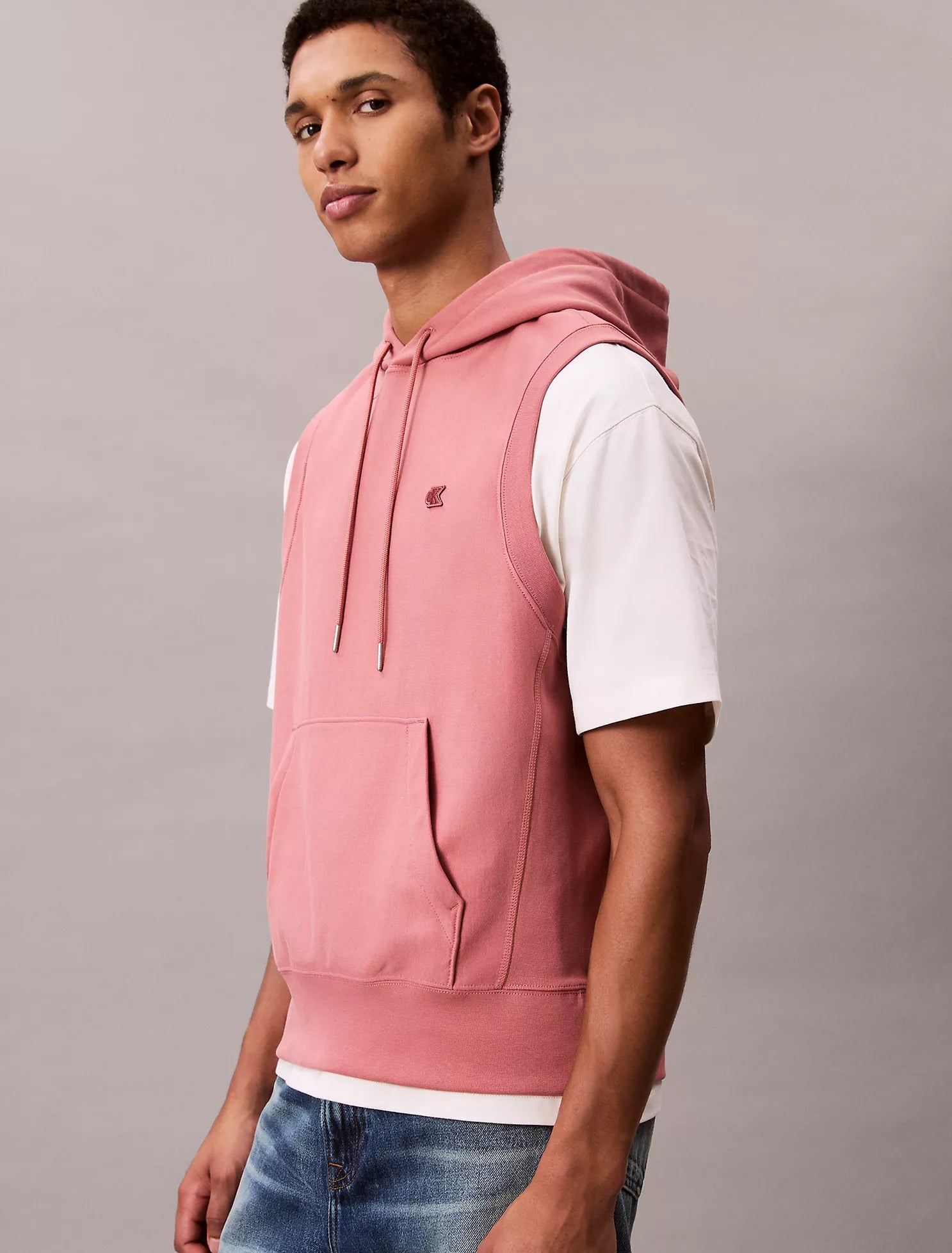 Cotton Terry Relaxed Sleeveless Hoodie