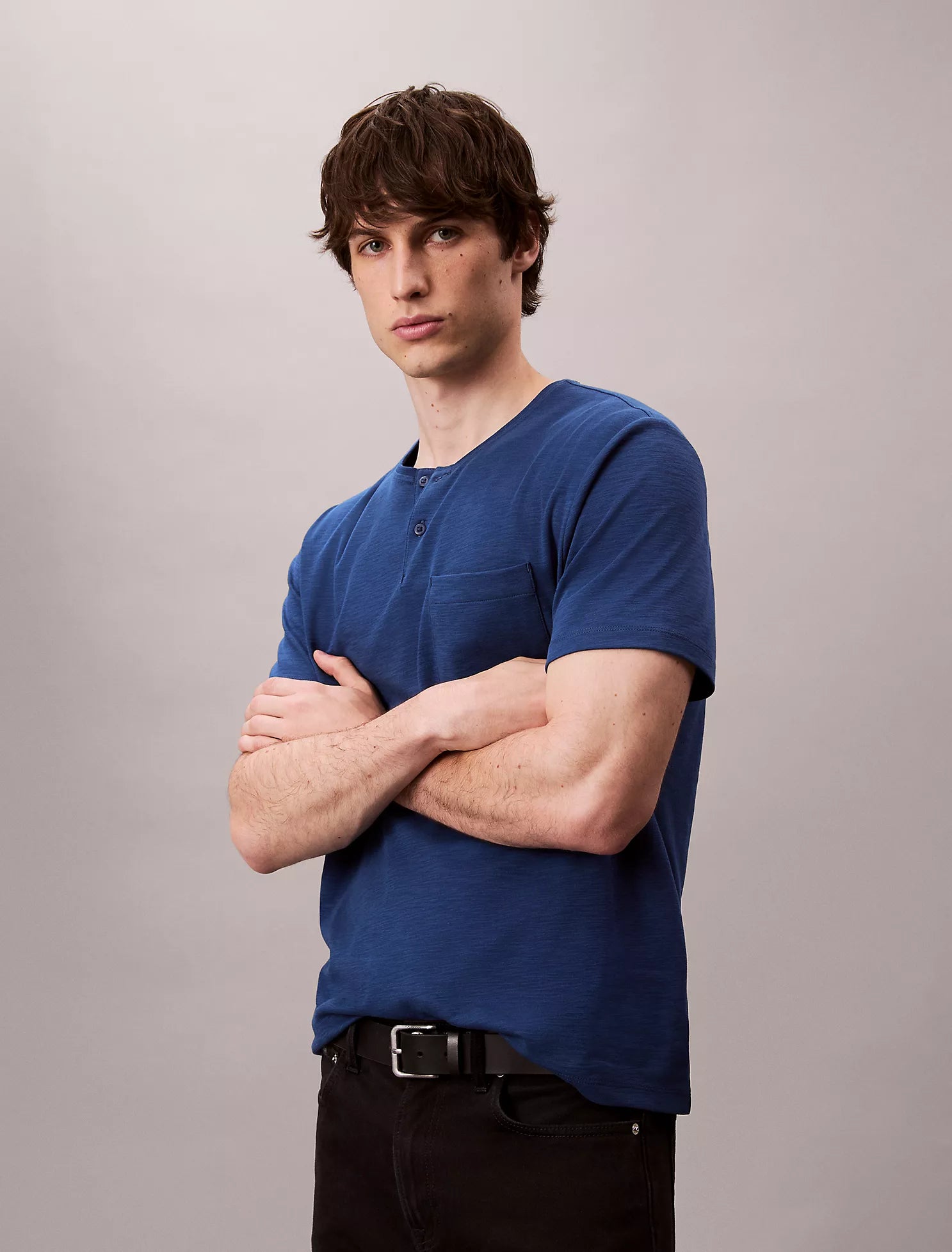 Cotton Relaxed Henley T-Shirt