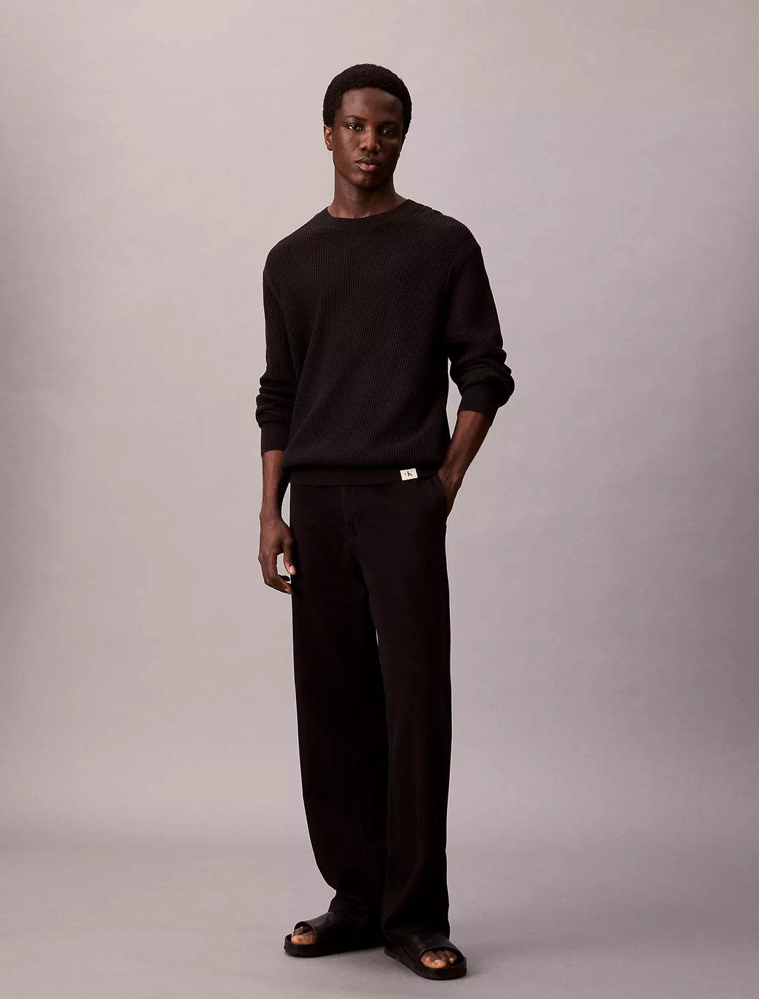 Cotton Mesh Relaxed Sweater