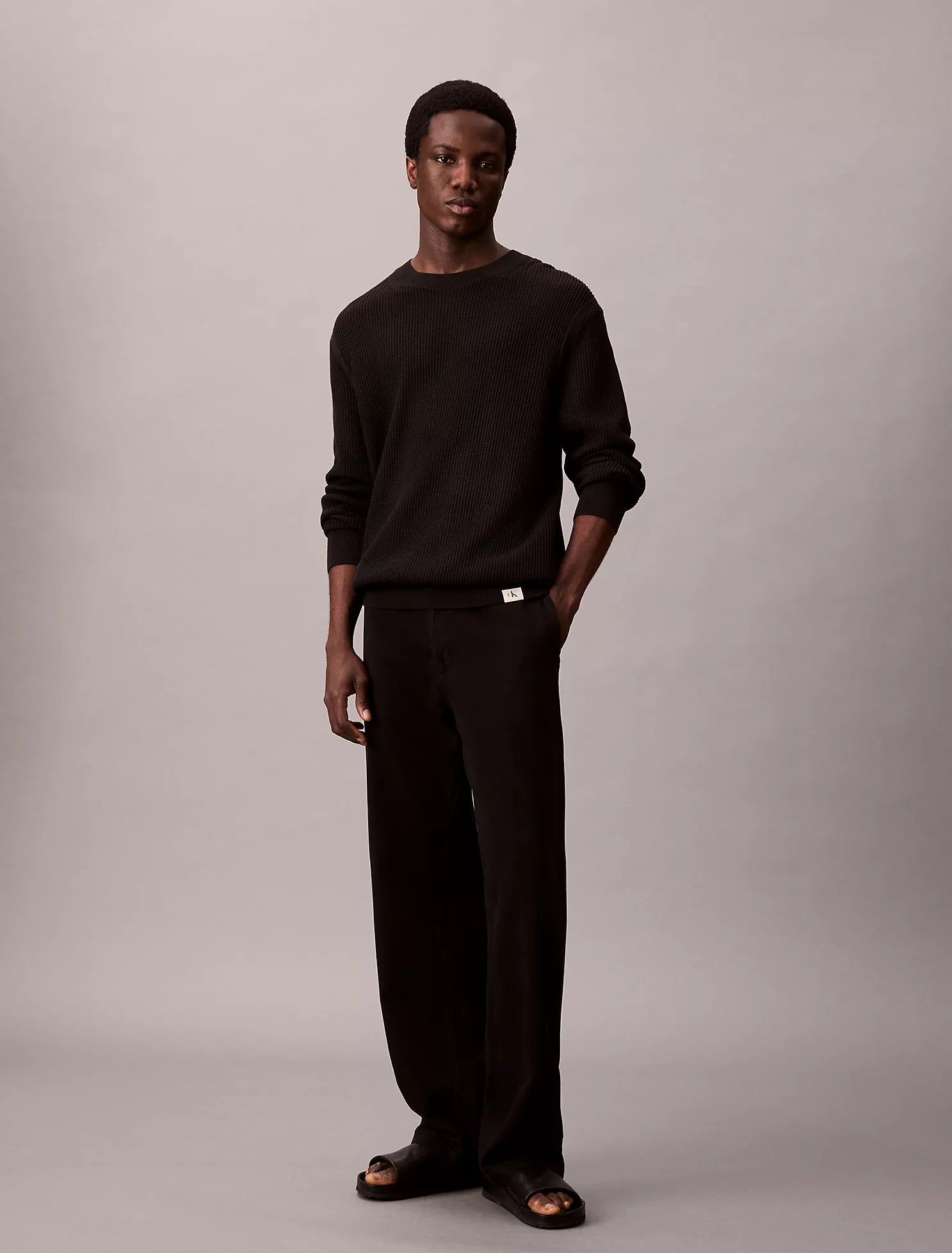 Cotton Mesh Relaxed Sweater