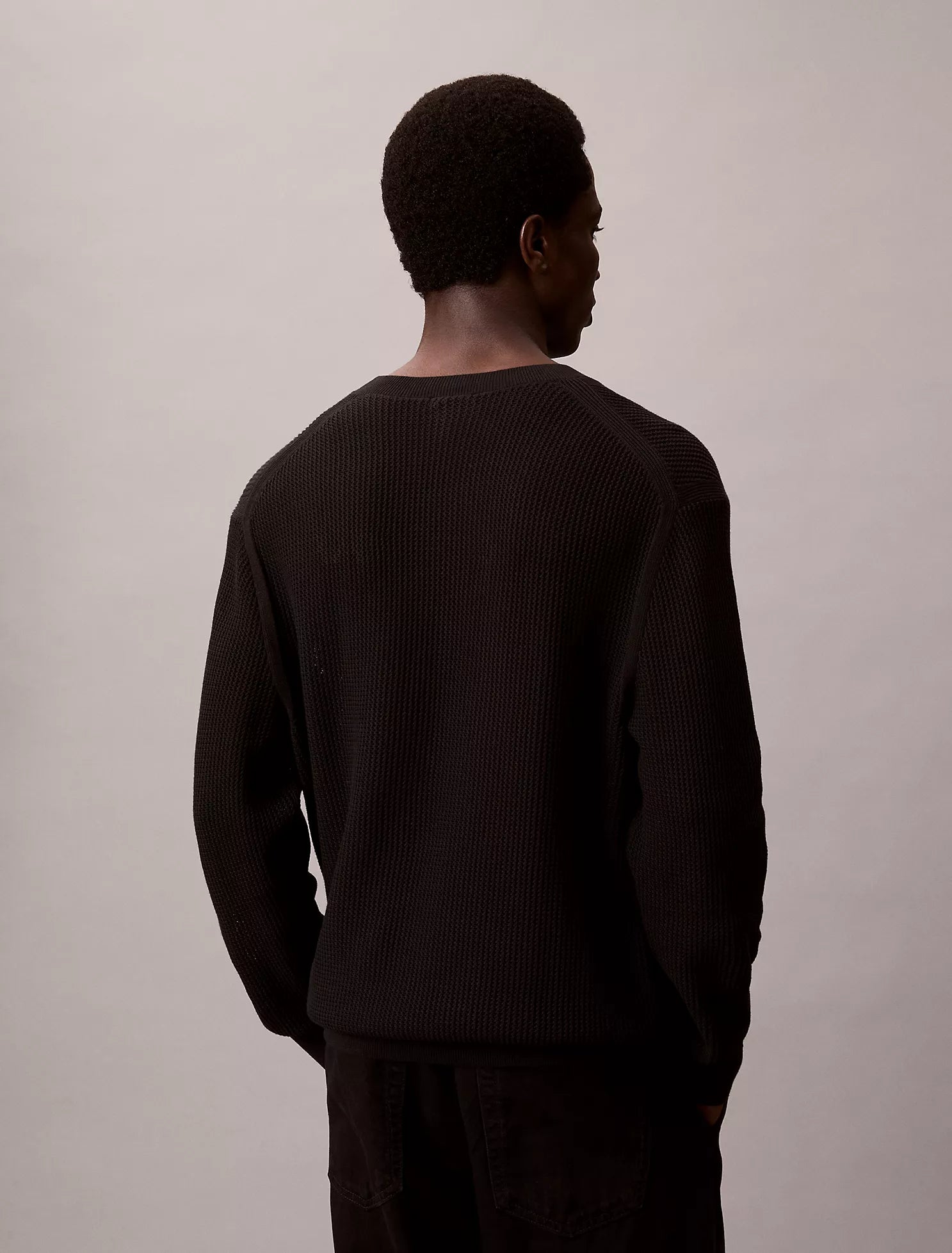 Cotton Mesh Relaxed Sweater