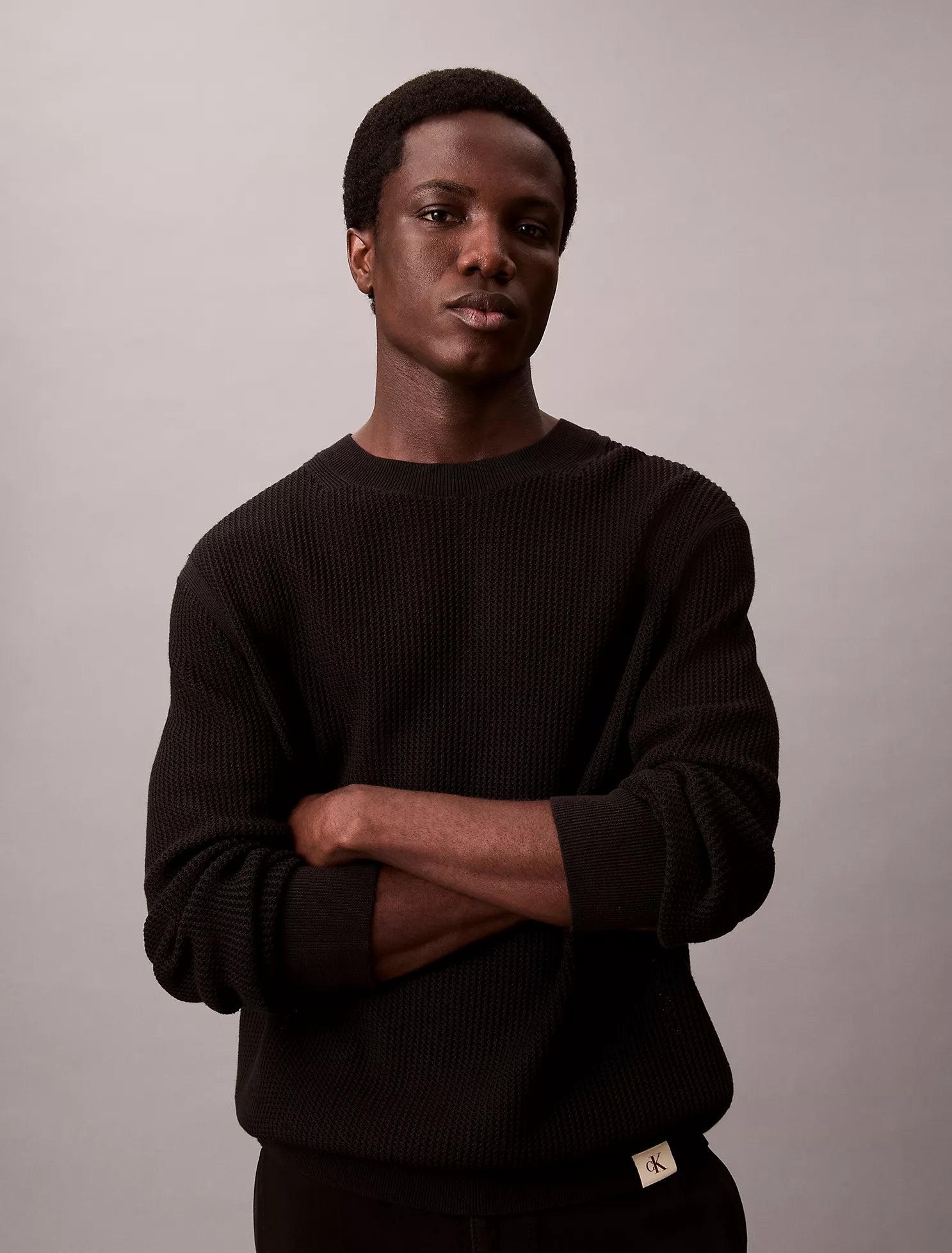 Cotton Mesh Relaxed Sweater