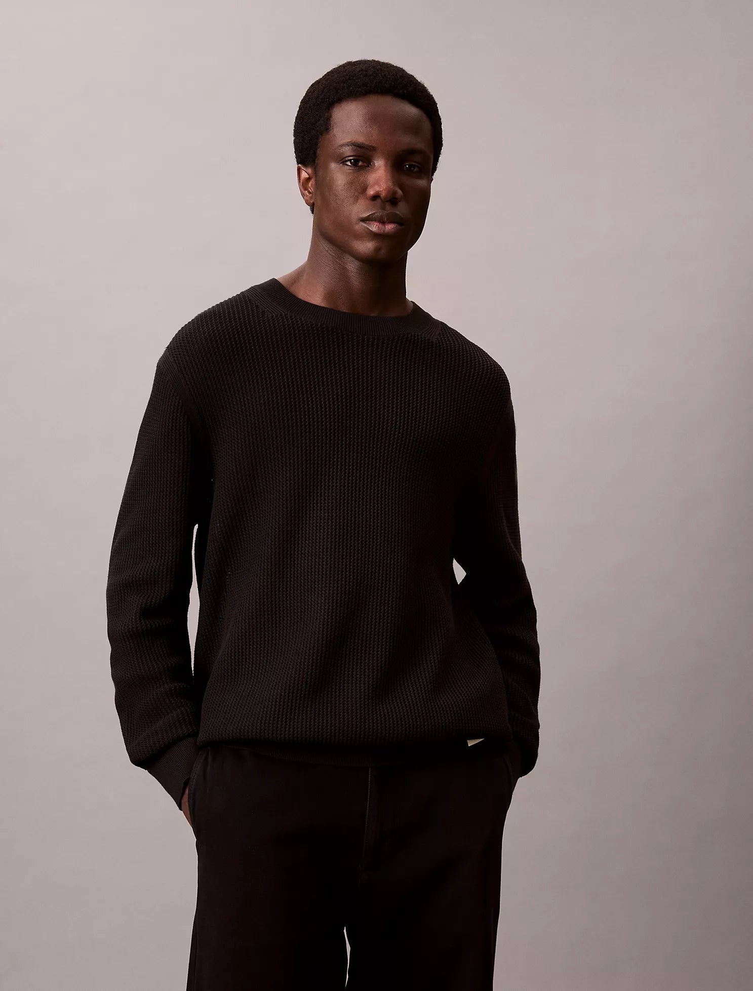 Cotton Mesh Relaxed Sweater