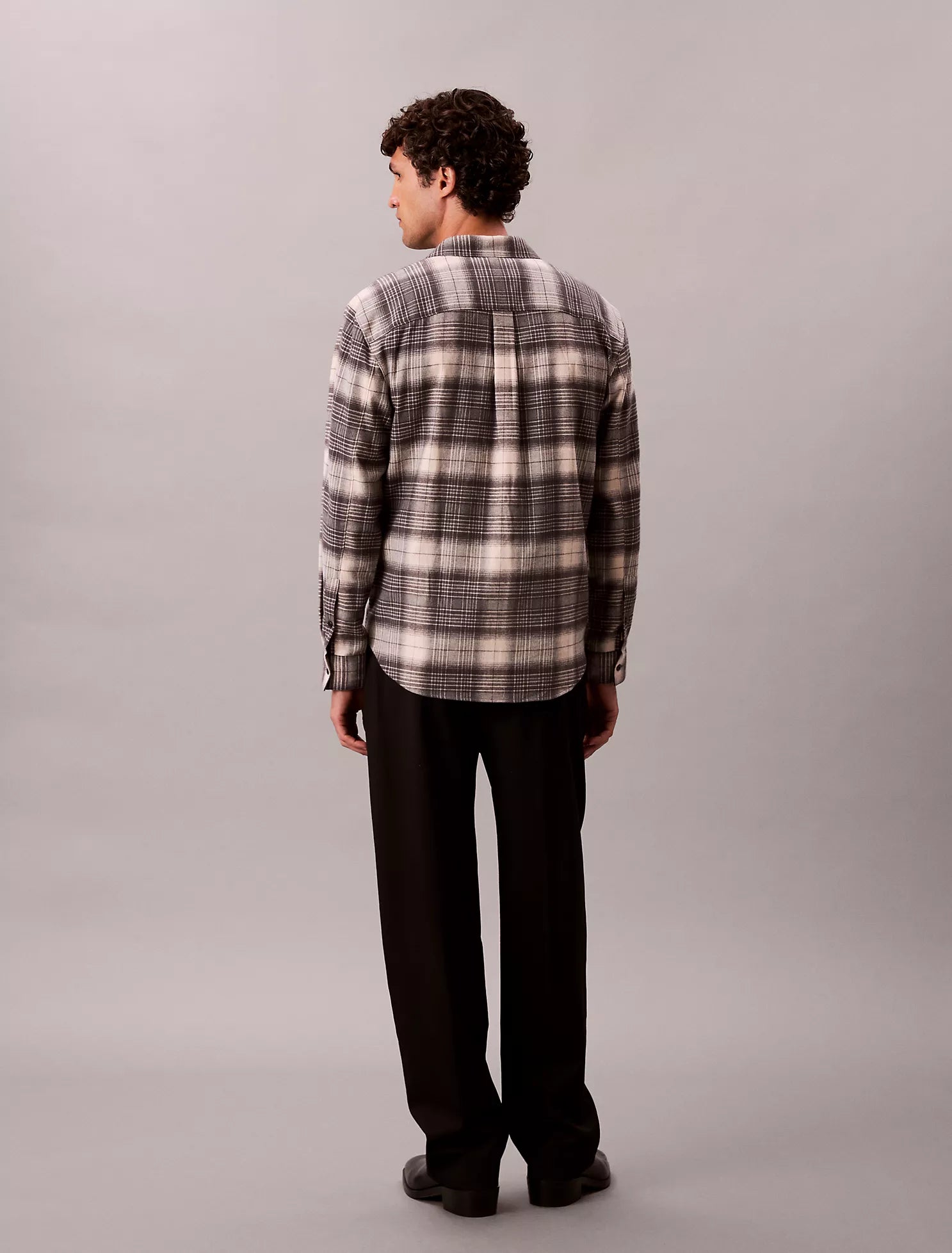 Brushed Plaid Relaxed Button-Down Shirt