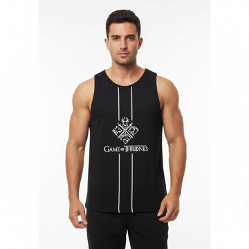 Men Game of Thrones Black Tank Top Front View