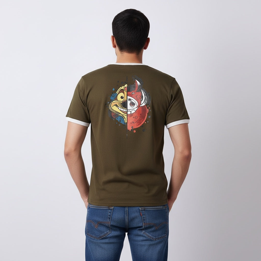Men Chip and Dale Olive T-Shirt Back View