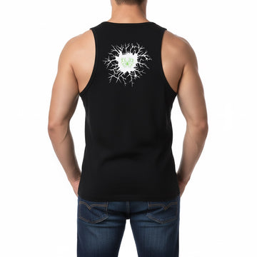 Men Graphic Black Tank Top Back View